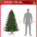 6ft Pre-lit Christmas Tree, Lighted Artificial Pine Tree w/728 Tips, 300pcs Warm Lights, 3-step Assembly, Green