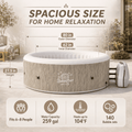 Seizeen 6 Person Inflatable Hot Tub, 80 Inch Portable Outdoor Spa with 140 Air Jets, 259 Gal Heated Bubble Massage Spa with Cover, Wood Brown