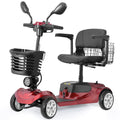 Mobility Scooters for Seniors, Adults Folding Mobility Scooters w/Basket, 24V Electric Scooter Wheelchair, Adjustable Seat, LED Light, Up to 12 Miles, 265 lbs, Red