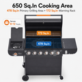 Propane Gas Grill clearance, 6-Burner Outdoor Grill with Side Burner, 72,000 BTU Stainless Steel BBQ Grill, 650 Sq.In Cooking Area, Cast Iron Grates, Thermometer, for Patio Backyard Garden
