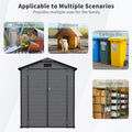 6x6FT Outdoor Storage Shed, Plastic Resin Shed w/Floor and Window, Lockable Tool Bike Garden Patio Large Storage with Sloped Top, Drainage Holes, 30MPH Wind Resistance