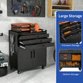 34.3" Rolling Metal Tool Cabinet - Heavy Duty Garage Storage with Lockable Doors & 3 Drawers, Mobile Workbench Organizer for Garage, Workshop, Home