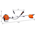 33cc Gas Weed Eater, 7-in-1 2-Cycle Gas Powered String Trimmer and Brush Cutter with Edger, Metal Blades, Quick-Change Attachments, Shoulder Harness and Safety Gear, Blue/Black