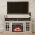 Seizeen Fireplace TV Stand with Storage, for TVs up to 65 inches, Entertainment Center with Fireplace, Media Console Cabinet for Living Room, 58 Inch, Gray, L0480