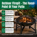 Seizeen 22'' Fire Pit for Outside, Wood-Burning Fire Bowl with Mesh Lid, Fire Poker/Grate, Portable Small Fire Stove for Patio Camp Backyard