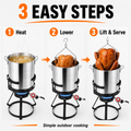 Outdoor Turkey Fryer Kit, 30QT Aluminum Deep Fryer and Seafood Boil Pot, 55,000 BTU Propane Burner with 32.3-Inch Iron Tripod Stand, Basket, Poultry Rack, Thermometer and Injector