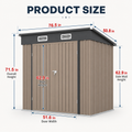 6x4ft Shed Outdoor Storage, All-weather Metal Garden Shed W/Floor, Galvanized Steel Tool Storage Shed, Double Lockable Doors, Brown
