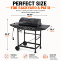 4 Burner Propane Gas Grill with Side Burner, 42000 BTU Stainless Steel BBQ Grill with Cast Iron Grates, 534 Sq In Cooking Area, Outdoor Barbecue Grill with Side Tables for Patio Backyard Cooking