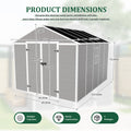 8x10FT Outdoor Shed, Extra Large Storage Shed Resin, Outside Storage for Garden Backyard, Double Doors, Double Windows, PP Splicing Floor, Heavy-duty Frame