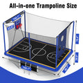 Seizeen Rectangle Trampoline with Enclosure Net, 8x12FT Extra Large Kids Adult Trampoline Heavy-Duty Supports, Upgraded 3-IN-1 Trampoline W/Soccer Target, Basketball Hoop