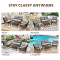 Upgrade Patio Furniture Set, Seizeen Rattan Outdoor Conversation Bistro Set Cushioned, Garden Porch Deck Table & Chairs Set, Rattan Wicker Patio Set, Gray 4 PCS