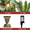3pcs Pre-lit Christmas Decoration Set, 2 Packs 4''Christmas Entrance Trees and 9' Garland, Green Artificial Xmas Decorative Set for Door Fireplace W/Warm Lights