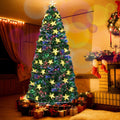 Seizeen 7FT Pre-Lit Christmas Tree, Artificial Xmas Tree with Light Stars and Color-changing Fiber Lights, Holiday Decoration Full Tree for Indoor