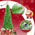 Seizeen 7FT Christmas Tree, Artificial Green Tree with 775 Green Tips, Slim Fir Xmas Tree w/Hinged Branches, Folding Metal Stand, Holiday Decoration for Carnival Party