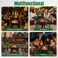 Seizeen 22'' Fire Pit for Outside, Wood-Burning Fire Bowl with Mesh Lid, Fire Poker/Grate, Portable Small Fire Stove for Patio Camp Backyard