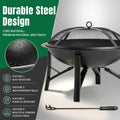 Seizeen 22'' Fire Pit for Outside, Wood-Burning Fire Bowl with Mesh Lid, Fire Poker/Grate, Portable Small Fire Stove for Patio Camp Backyard