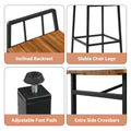 5-Piece Outdoor Patio Bar Table Set with 4 Chairs, Acacia Wood Counter Height Dining Set with Black Iron Frame, Outdoor Bistro Table and Chair Set for Patio, Garden, Balcony, Backyard