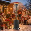 Patio Heaters for Outdoor Use, Propane Heaters w/ 12' Heating Radius, 50000 BTU Heavy Duty Heater w/ Overheating Protection System, Stainless Steel Flame Heater w/ Wheels, Gray
