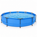 Seizeen Above Ground Swimming Pools, Large Round Frame Outdoor Pool w/Sturdy Iron Support for Backyard, Patio & Garden, Easy Setup Family Pool for Kids and Adults Summer Water Fun