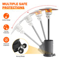 Patio Heater for Outdoor Use, 50,000BTU Propane Heater with Wheels and Adjustable Thermostat, Heavy Duty Stainless Steel Patio Heater, Freestanding Heater for Backyard, Deck, Garden, Silver