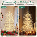 2025 Newest 4FT Artificial Christmas Tree, Pre-lit Aspen Fir Hinged Xmas Tree with 280 Snow Flocked Branch Tips, Christmas Trees with 230 Warm White Lights