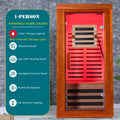 Seizeen Infrared Sauna with Beaty Lamps, 1-Person Indoor Dry Sauna with 7 Colors Light, Low EMF Okoume Wood Home Sauna Room 7 Carbon Crystal Heaters