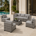 Seizeen Outdoor Furniture, 7PCS Patio Furniture Set Sectional Sofa with Cushions, Front Porch Balcony Furniture Conversation Couch Set with Table