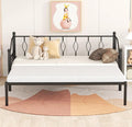 Syngar Metal Daybed with Trundle, Modern Home Twin Daybed with Pull-out Trundle for Living Room/Bedroom, Twin Size Sofa Bed with Steel Slats Support, Platform Bed Frame No Box Spring Needed, Black