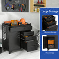 Seizeen Tool Chest, Rolling Tool Storage Box with Wheels, Lockable Garage Tool Cabinet Organizer, Steel Utility Cabinet with Side Pegboards for Workshop Home