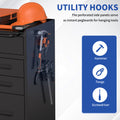 Seizeen Tool Chest, Rolling Tool Storage Box with Wheels, Lockable Garage Tool Cabinet Organizer, Steel Utility Cabinet with Side Pegboards for Workshop Home