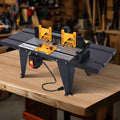 Electric Router Table Adjustable, Woodworking Router Table for Precision Cutting, 34’’ Compact Craftsman Table w/Heavy-Duty Construction
