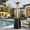 Seizeen 48,000BTU Pyramid Patio Heater, Quartz Glass Tube Propane Heater for Outdoor Use, Portable Heater on Wheels w/Protective Cover for Outdoor Porch Yard, Black