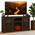 Fireplace TV Stands for Living Room, Multifunctional TV Console With 18'' Fireplace, Retro Entertainment Center for Bed, Multi-color 3D Flame, 62-82℉ Heating Only Mode, Timer
