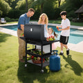 4-Burner Propane Gas Grill with Brush, Seizeen 40,000BTU Outdoor BBQ Grill, Stainless Steel Camping Stove with Foldable table, Hanging Basket, Support Legs