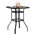 Outdoor Patio Table, High Bar Table with Heavy-duty Iron Frame, Black Tempered Glass Bistro Table Max Weight 200LBS