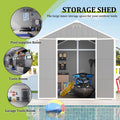 8x8ft Shed and Outdoor Storage, Garden Tool Resin Shed w/ Double Lockable Doors, All-Weather XXL Patio Storage Sloped Roof, Brick Backyard Bike Shed