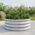Galvanized Metal Planter Box, 32.08"x11.4" Tall Round Outdoor Raised Garden Bed,