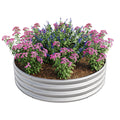 Galvanized Metal Planter Box, 32.08"x11.4" Tall Round Outdoor Raised Garden Bed,