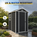 Seizeen 4 x 6 FT Plastic Storage Shed with Floor, Sloped Roof Outdoor Resin Shed with Window & Vents, Lockable Garden Tool Shed for Backyard Patio Lawn, Black