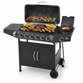 Seizeen 6 Burner Propane Gas Grill, 59000 BTU BBQ with Side Burner, 576 Sq In Cooking Area, Porcelain-Enameled Grates