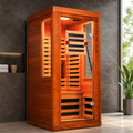 Seizeen Infrared Sauna with Red Light Lamp, 1-2 Persons Indoor Dry Sauna Room with 7 Carbon Crystal Heaters, Low EMF Okoume Wood Home Sauna Beaty Lamp, 7 Color Chromotherapy, Bluetooth Speaker