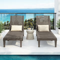 Pool Chaise Lounge for Outside, 2pcs Plastic Lounge Chair with Side Table, Patio Sun Recliners Ergonomic Design, Adjustable Backrest, Light Brown