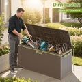 Seizeen Outdoor Storage Box Clearance, 90Gal Resin Deck Box Waterproof on Clearance, Pool Storage Bench Max 485LBS, Plastic Delivery Boxes for Outside Patio Garden, Brown