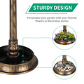 Bird Bath with Bird Feeder, Seizeen Outdoor Bird Baths with Solar Light & Base Planter, Round Birdbaths as Garden Decor, 42''H, Bronze