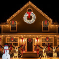 48'' Pre-Lit Artificial Christmas Wreath, Christmas Door Decorations Wreath with 150 LED Warm Lights, Garden Wreath Décor with 450 Branches, Ornament