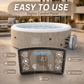 Seizeen 6 Person Inflatable Hot Tub, 80 Inch Portable Outdoor Spa with 140 Air Jets, 259 Gal Heated Bubble Massage Spa with Cover, Wood Brown