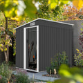 Outdoor Shed 5x7FT, Metal Garden Windproof Lean to Shed, All-Weather Steel Outdoor Storage w/Lockable Door & Air Vent for Backyard Patio, Black