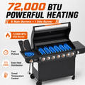 72,000 BTU Gas Grills Clearance, 6-Burner Propane BBQ Grill with Side Burner, 650 Sq.In Cooking Area, Cast Iron Grates, Warming Rack, Thermometer, Outdoor Grill for Patio Backyard