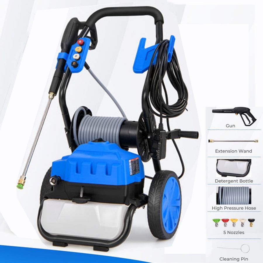 2300 PSI Pressure Washer Electric Powered, Seizeen Power Washer w/10’’ Wheels & 35’ Cord for Car Garden, with 5 Nozzles