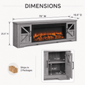 75" Fireplace TV Stand for TVs up to 80", Entertainment Center with 44" Electric Fireplace, 1500W Infrared Quartz Heater, Remote Control and Timer, TV Media Console Cabinet w/2 Doors & Shelves
